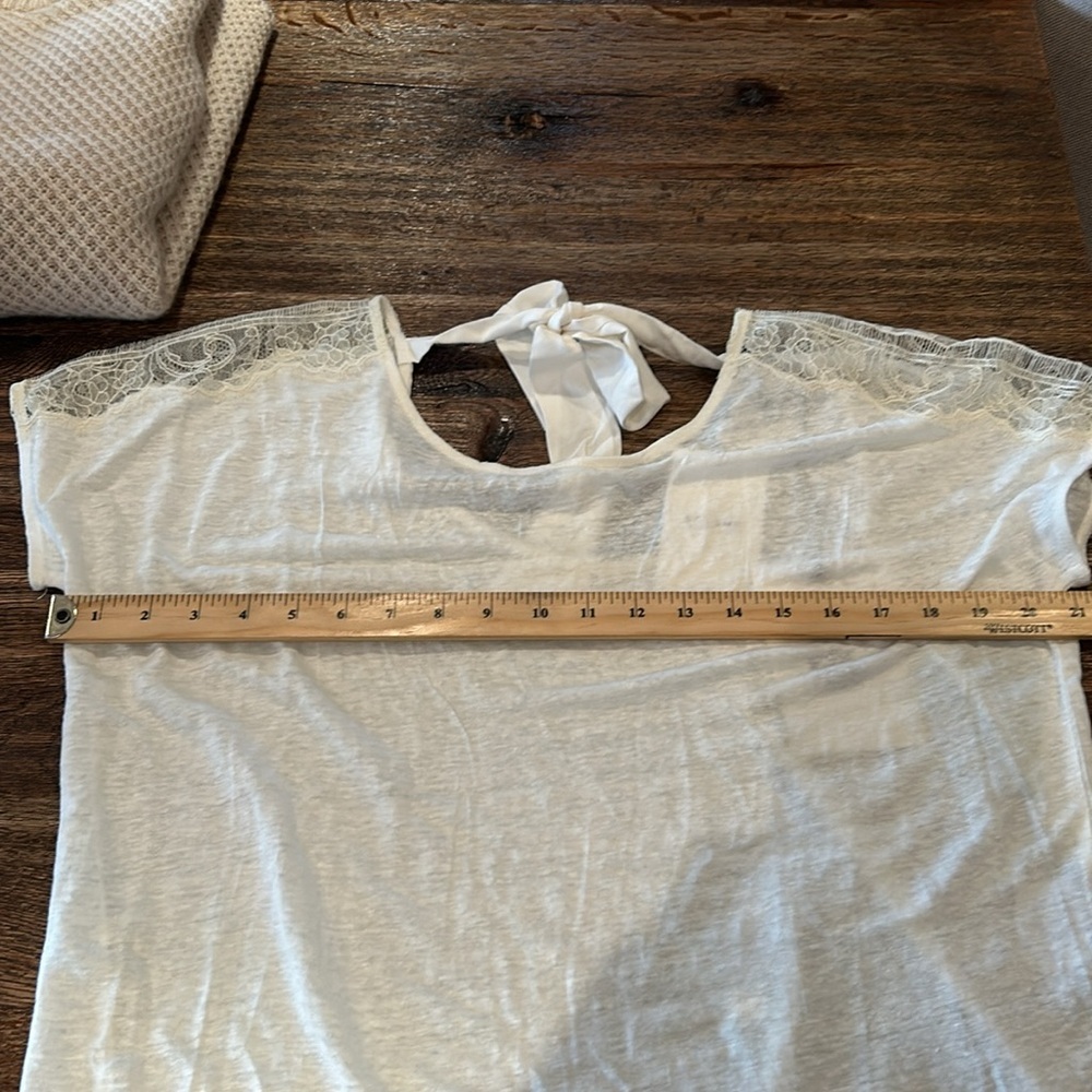 NWT Sezane Ecru Linen and Lace Short Sleeve Top - Picture 10 of 16